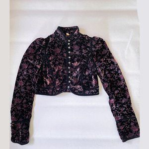 Free People cropped floral velvet jacket NWOT